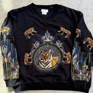 Camilla Dripping In Deco Round Neck Sweater Tigers Sz L